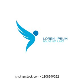 People wings logo, creative logo design.