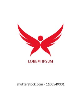 People wings logo graphic flat design.