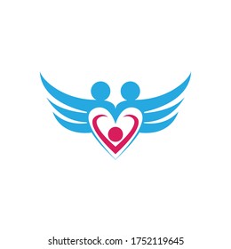 People and wings, logo template vector illustration design