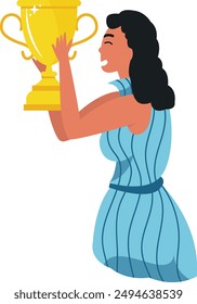 People Winner Character in Flat Design. Vector Illustration