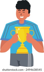 Personaje ganador de Personas en diseño plano. Ilustración vectorial