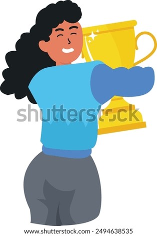 People Winner Character in Flat Design. Vector Illustration