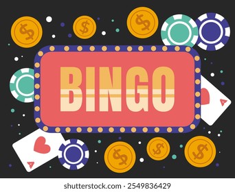 People winners win prize jackpot bingo casino game poster concept. Vector graphic design illustration