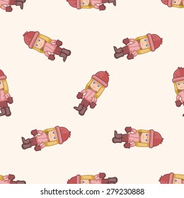 People winter , cartoon seamless pattern background