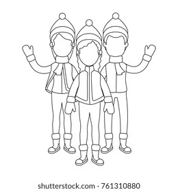 people with winter clothes
