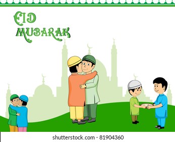 Menschen, die eid mubarak wollen, Vektorhintergrund