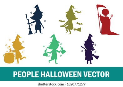 People witch Halloween theme vector for designer.
