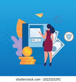 people withdrawing cash at atm