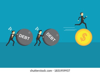 People without debt can go further, Vector illustration in flat style