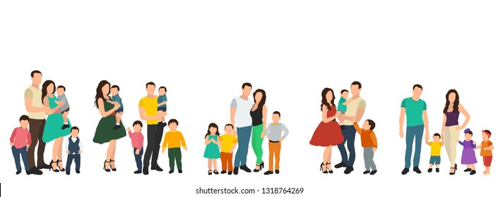 people without faces, family, parents and children, set