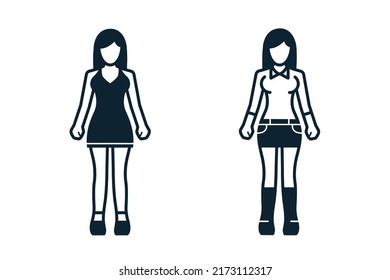 People, Women, Fashion, Clothing icons with White Background