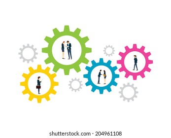 People Work Business Process Gears