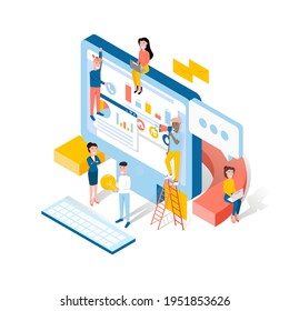 Menschen arbeiten Konzept. Zeichen arbeiten am Computer im Büro