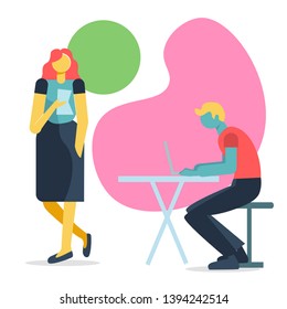People at work discussing something. Business and communication related vector illustration in flat modern style.