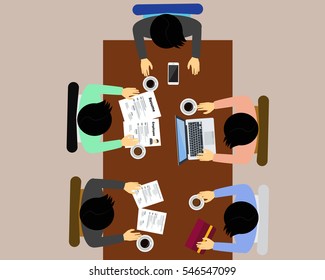 People  work group brainstorming, startup. Flat vector illustration.