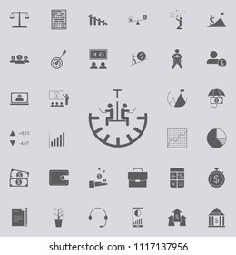people work the hands of the clock icon. Detailed set of Finance icons. Premium quality graphic design sign. One of the collection icons for websites, web design, mobile app on colored background