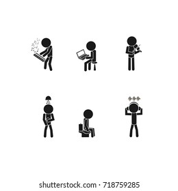 people at work and at home - icons