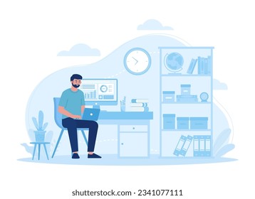 People work from home trending concept flat illustration