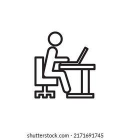 People Work icon in trendy flat style based on background. People working icon Vector illustration. icon line working in front of desk with laptop