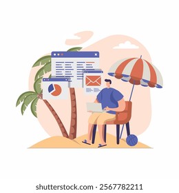People work with laptops remotely from workplace