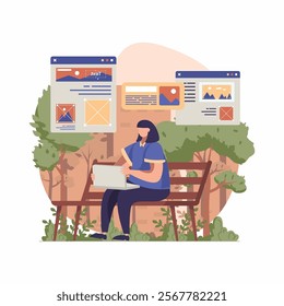 People work with laptops remotely from workplace