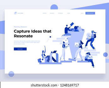 People work in a team and generate ideas while interacting with graphs and shapes. Data analysis and office situations. Flat vector illustration. Landing page template.