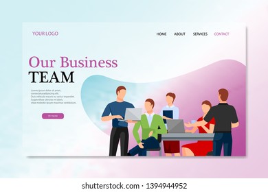People work in a team and interact with graphs. Business, workflow management and office situations. Landing page template. 3d vector isometric illustration.