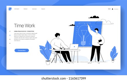 People work in a team and are looking for new ideas. Business management and office situations. Landing page template. flat vector illustration