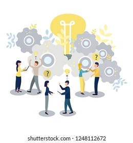 People work as a team and reach the goal. Vector illustration.