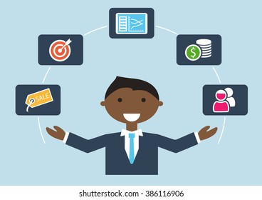 People at work: vector illustration of sales expert or sales manager 