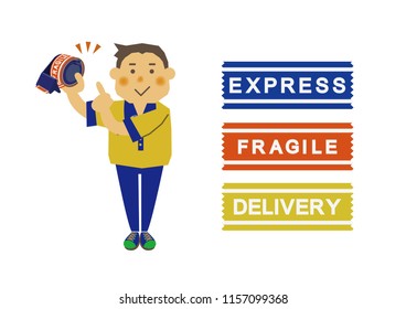 People at work.Image of delivery.
Illustration of the person who delivers.
Image illustration of the courier.
People of the shipping company.