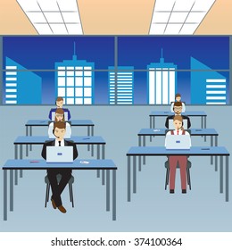 People working in a call center. Office. Support service. Call center. 