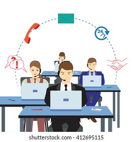 People working in a call center. Support service. Call center. 
