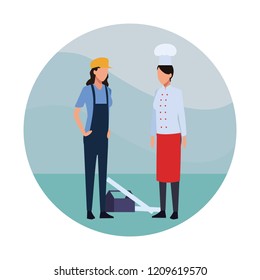 People working cartoon