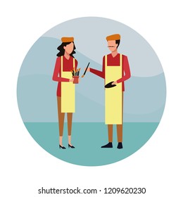 People working cartoon