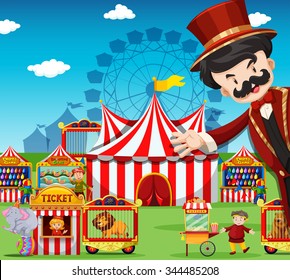 People working at the circus illustration