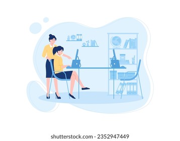 la gente está trabajando en el concepto de tendencia de la computadora ilustración plana