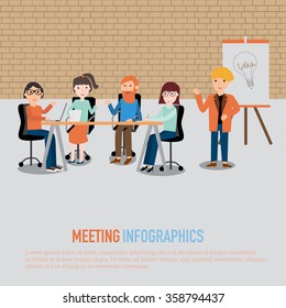 People working in the co-working space infographics elements.illustrator EPS10.