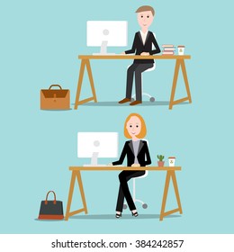 People working in the co-working space infographics elements.illustration EPS10.