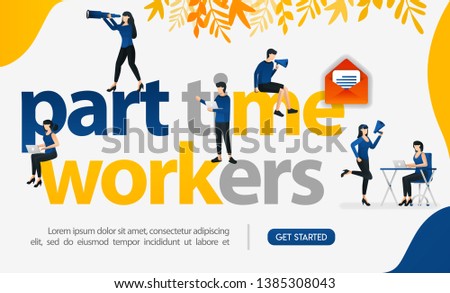 People are working freelance by writing part time workers, concept vector ilustration. can use for landing page, template, ui web, mobile app, poster, banner, flyer, background, website, advertisement