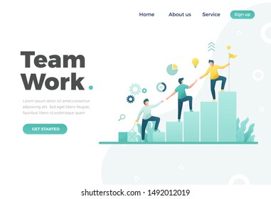 People working in friendly open space workplace. Coworking, freelance, teamwork, communication, interaction, idea, independent activity concept. Website landing web page template.