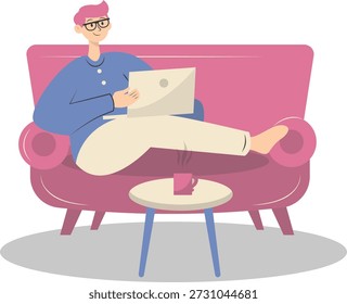 People Working from Home Concept. Vector Cartoon Character.