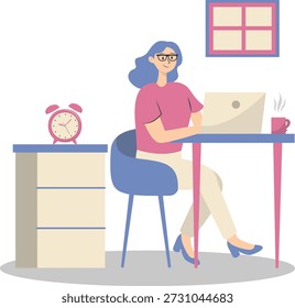 People Working from Home Concept. Vector Cartoon Character.