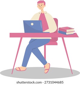People Working from Home Concept. Vector Cartoon Character.