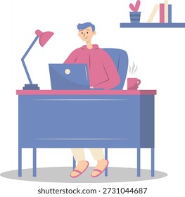 People Working from Home Concept. Vector Cartoon Character.