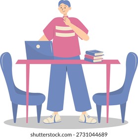 People Working from Home Concept. Vector Cartoon Character.