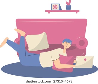 People Working from Home Concept. Vector Cartoon Character.