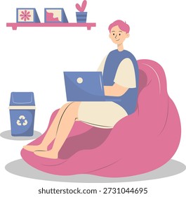 People Working from Home Concept. Vector Cartoon Character.