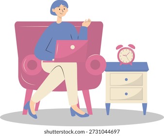 People Working from Home Concept. Vector Cartoon Character.