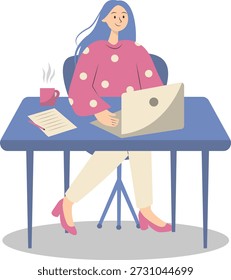 People Working from Home Concept. Vector Cartoon Character.